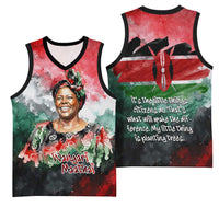 Wangari Maathai Basketball Jersey Kenyan Flag Watercolor Style - Environmental Quote Planting Trees Tribute Eco-Activism - Wonder Print Shop