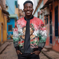 Wangari Maathai Bomber Jacket Kenyan Flag Watercolor Style - Environmental Quote Planting Trees Tribute Eco-Activism - Wonder Print Shop