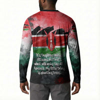Wangari Maathai Button Sweatshirt Kenyan Flag Watercolor Style - Environmental Quote Planting Trees Tribute Eco-Activism