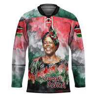 Wangari Maathai Hockey Jersey Kenyan Flag Watercolor Style - Environmental Quote Planting Trees Tribute Eco-Activism - Wonder Print Shop