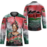 Wangari Maathai Hockey Jersey Kenyan Flag Watercolor Style - Environmental Quote Planting Trees Tribute Eco-Activism - Wonder Print Shop