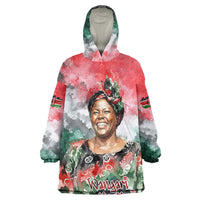 Wangari Maathai Kid Wearable Blanket Hoodie Kenyan Flag Watercolor Style - Environmental Quote Planting Trees Tribute Eco-Activism - Wonder Print Shop