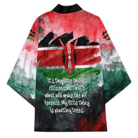 Wangari Maathai Kimono Kenyan Flag Watercolor Style - Environmental Quote Planting Trees Tribute Eco-Activism - Wonder Print Shop