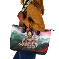 Wangari Maathai Leather Tote Bag Kenyan Flag Watercolor Style - Environmental Quote Planting Trees Tribute Eco-Activism - Wonder Print Shop