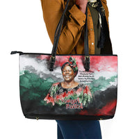 Wangari Maathai Leather Tote Bag Kenyan Flag Watercolor Style - Environmental Quote Planting Trees Tribute Eco-Activism - Wonder Print Shop