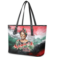 Wangari Maathai Leather Tote Bag Kenyan Flag Watercolor Style - Environmental Quote Planting Trees Tribute Eco-Activism - Wonder Print Shop
