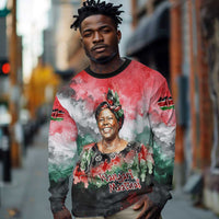 Wangari Maathai Long Sleeve Shirt Kenyan Flag Watercolor Style - Environmental Quote Planting Trees Tribute Eco-Activism - Wonder Print Shop