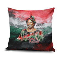 Wangari Maathai Pillow Cover Kenyan Flag Watercolor Style - Environmental Quote Planting Trees Tribute Eco-Activism - Wonder Print Shop