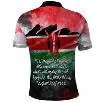 Wangari Maathai Polo Shirt Kenyan Flag Watercolor Style - Environmental Quote Planting Trees Tribute Eco-Activism - Wonder Print Shop
