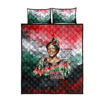 Wangari Maathai Quilt Bed Set Kenyan Flag Watercolor Style - Environmental Quote Planting Trees Tribute Eco-Activism - Wonder Print Shop