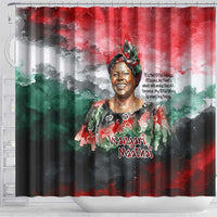 Wangari Maathai Shower Curtain Kenyan Flag Watercolor Style - Environmental Quote Planting Trees Tribute Eco-Activism - Wonder Print Shop