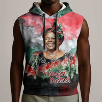 Wangari Maathai Sleeveless Hoodie Kenyan Flag Watercolor Style - Environmental Quote Planting Trees Tribute Eco-Activism - Wonder Print Shop