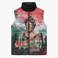 Wangari Maathai Sleeveless Puffer Jacket Kenyan Flag Watercolor Style - Environmental Quote Planting Trees Tribute Eco-Activism - Wonder Print Shop