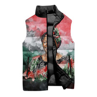 Wangari Maathai Sleeveless Puffer Jacket Kenyan Flag Watercolor Style - Environmental Quote Planting Trees Tribute Eco-Activism - Wonder Print Shop