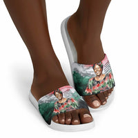 Wangari Maathai Slide Sandals Kenyan Flag Watercolor Style - Environmental Quote Planting Trees Tribute Eco-Activism - Wonder Print Shop