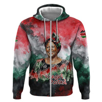 Wangari Maathai Zip Hoodie Kenyan Flag Watercolor Style - Environmental Quote Planting Trees Tribute Eco-Activism - Wonder Print Shop