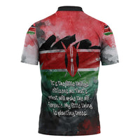 Wangari Maathai Zipper Polo Shirt Kenyan Flag Watercolor Style - Environmental Quote Planting Trees Tribute Eco-Activism - Wonder Print Shop