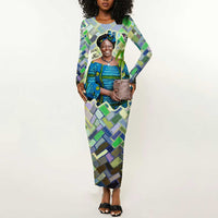 Wangari Maathai Long Sleeve Bodycon Dress Hummingbird Quote Tree Planting Theme Environmental Justice Tribute - Wonder Print Shop