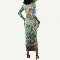 Wangari Maathai Long Sleeve Bodycon Dress Hummingbird Quote Tree Planting Theme Environmental Justice Tribute - Wonder Print Shop