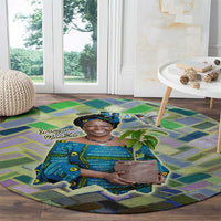 Wangari Maathai Round Carpet Hummingbird Quote Tree Planting Theme Environmental Justice Tribute - Wonder Print Shop