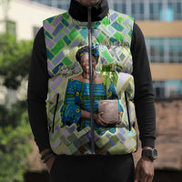 Wangari Maathai Sleeveless Puffer Jacket Hummingbird Quote Tree Planting Theme Environmental Justice Tribute - Wonder Print Shop