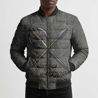 Queen Nzinga Bomber Puffer Jacket Fierce African Warrior Queen - Dark Tribal Fire Art - Wonder Print Shop