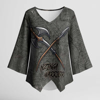 Queen Nzinga Kimono Sleeve Blouse Fierce African Warrior Queen - Dark Tribal Fire Art - Wonder Print Shop