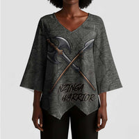 Queen Nzinga Kimono Sleeve Blouse Fierce African Warrior Queen - Dark Tribal Fire Art - Wonder Print Shop