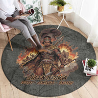 Queen Nzinga Round Carpet Fierce African Warrior Queen - Dark Tribal Fire Art - Wonder Print Shop