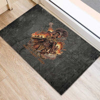 Queen Nzinga Rubber Doormat Fierce African Warrior Queen - Dark Tribal Fire Art - Wonder Print Shop