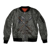 Queen Nzinga Sleeve Zip Bomber Jacket Fierce African Warrior Queen - Dark Tribal Fire Art - Wonder Print Shop
