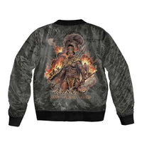 Queen Nzinga Sleeve Zip Bomber Jacket Fierce African Warrior Queen - Dark Tribal Fire Art - Wonder Print Shop