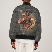 Queen Nzinga Sleeve Zip Bomber Jacket Fierce African Warrior Queen - Dark Tribal Fire Art - Wonder Print Shop