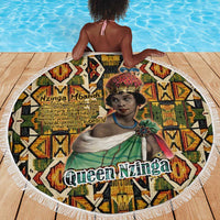 Queen Nzinga Beach Blanket Mbandi Traditional Regal Portrait Empowerment Quote African Female Leadership - Wonder Print Shop