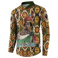 Queen Nzinga Button Sweatshirt Mbandi Traditional Regal Portrait Empowerment Quote African Female Leadership