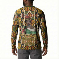 Queen Nzinga Button Sweatshirt Mbandi Traditional Regal Portrait Empowerment Quote African Female Leadership