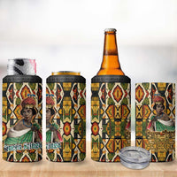 Queen Nzinga 4 in 1 Can Cooler Tumbler Mbandi Traditional Regal Portrait Empowerment Quote African Female Leadership - Wonder Print Shop