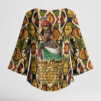 Queen Nzinga Kimono Sleeve Blouse Mbandi Traditional Regal Portrait Empowerment Quote African Female Leadership - Wonder Print Shop