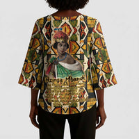 Queen Nzinga Kimono Sleeve Blouse Mbandi Traditional Regal Portrait Empowerment Quote African Female Leadership - Wonder Print Shop
