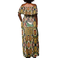 Queen Nzinga Off Shoulder Maxi Dress Mbandi Traditional Regal Portrait Empowerment Quote African Female Leadership - Wonder Print Shop