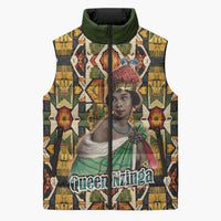 Queen Nzinga Sleeveless Puffer Jacket Mbandi Traditional Regal Portrait Empowerment Quote African Female Leadership - Wonder Print Shop