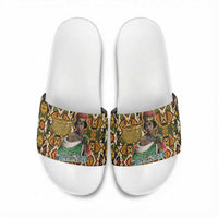 Queen Nzinga Slide Sandals Mbandi Traditional Regal Portrait Empowerment Quote African Female Leadership - Wonder Print Shop