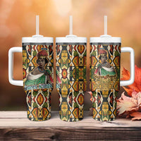 Queen Nzinga Tumbler With Handle Mbandi Traditional Regal Portrait Empowerment Quote African Female Leadership - Wonder Print Shop