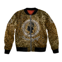 Queen Nzinga Bomber Jacket Cowrie Crown Silhouette Royal Power - Wonder Print Shop