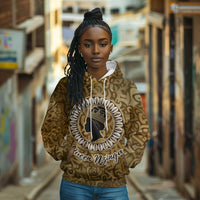 Queen Nzinga Hoodie Cowrie Crown Silhouette Royal Power - Wonder Print Shop