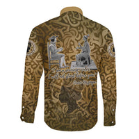 Queen Nzinga Long Sleeve Button Shirt Cowrie Crown Silhouette Royal Power - Wonder Print Shop