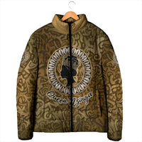 Queen Nzinga Padded Jacket Cowrie Crown Silhouette Royal Power - Wonder Print Shop