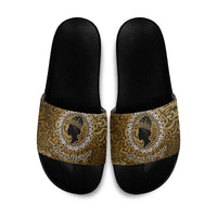 Queen Nzinga Slide Sandals Cowrie Crown Silhouette Royal Power - Wonder Print Shop