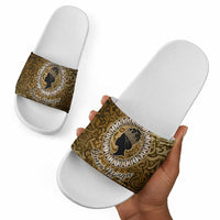 Queen Nzinga Slide Sandals Cowrie Crown Silhouette Royal Power - Wonder Print Shop