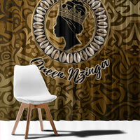 Queen Nzinga Window Curtain Cowrie Crown Silhouette Royal Power - Wonder Print Shop